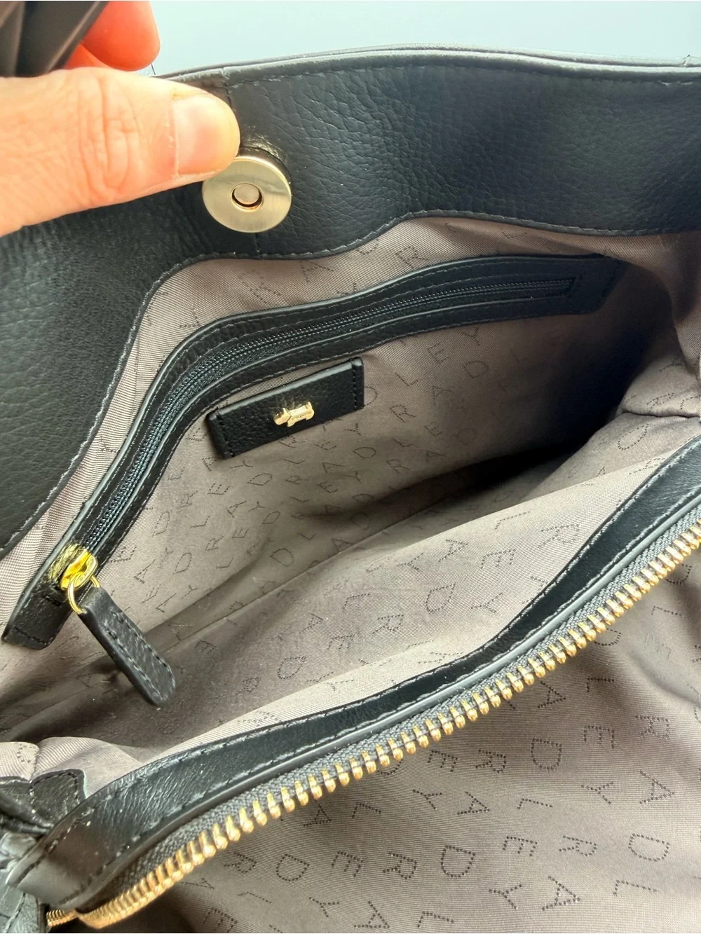 Radley London Leather Baylis Road Zip Around Satche, Black EUC